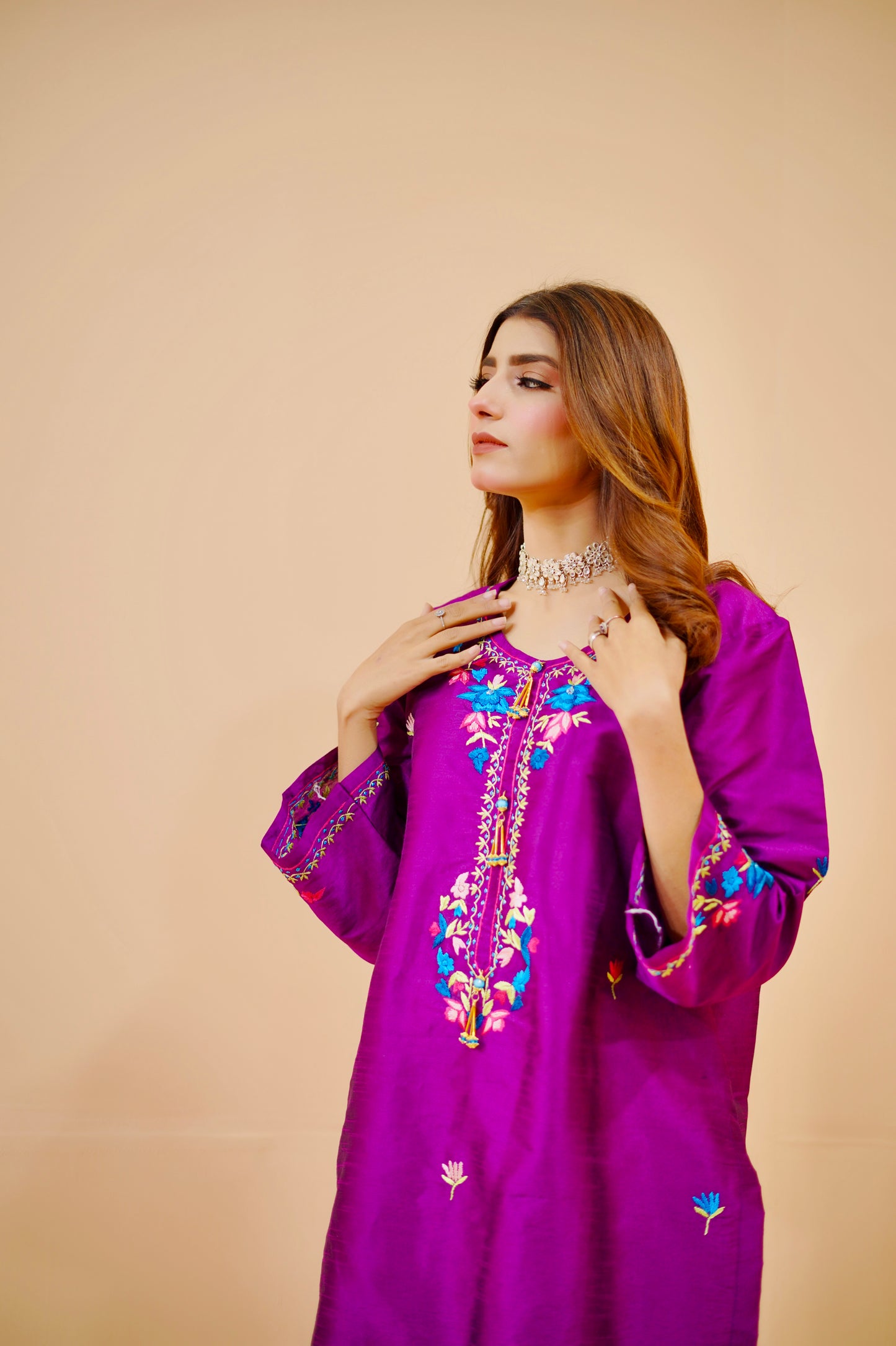 Purple Hand Embroidery Shirt 306