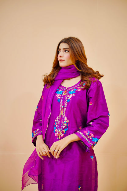 Purple Hand Embroidery Shirt 306