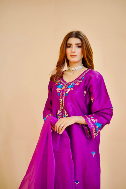 Purple Hand Embroidery Shirt 306