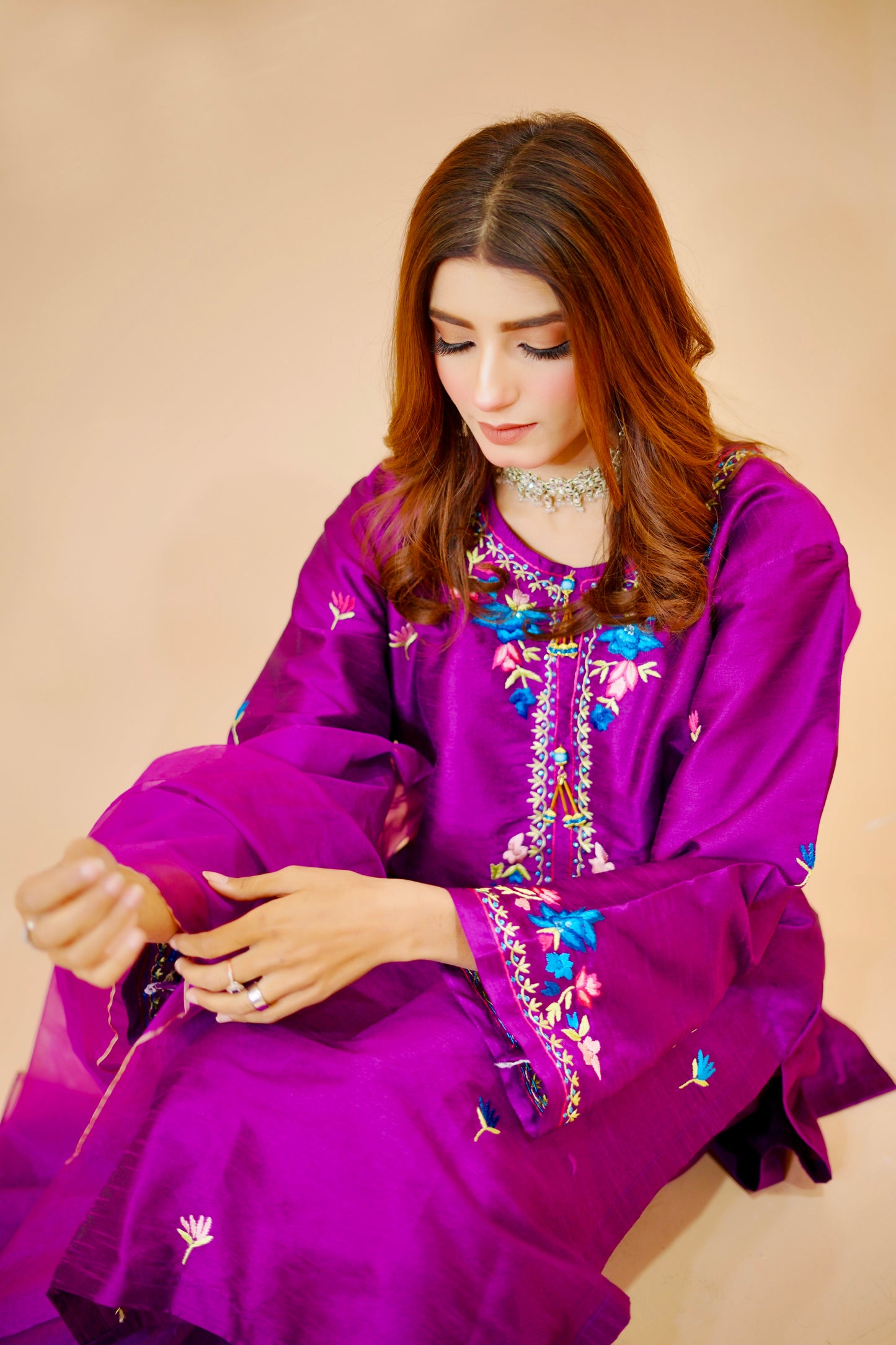 Purple Hand Embroidery Shirt 306